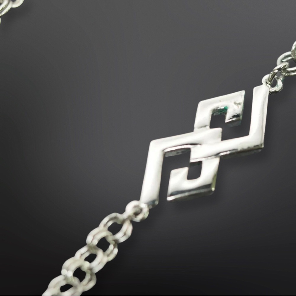 AUTHENTIC VINTAGE GIVENCHY SILVERTONE CHAIN GG CLASP LONG NECKLACE 30" NR - Picture 8 of 12